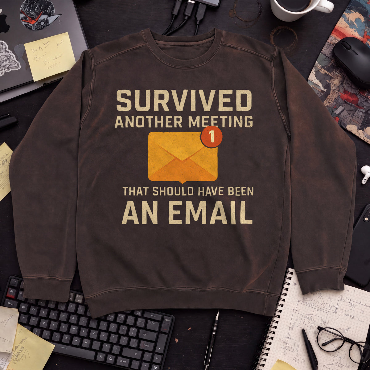 survived another meeting Sweatshirt — Hot Chocolate