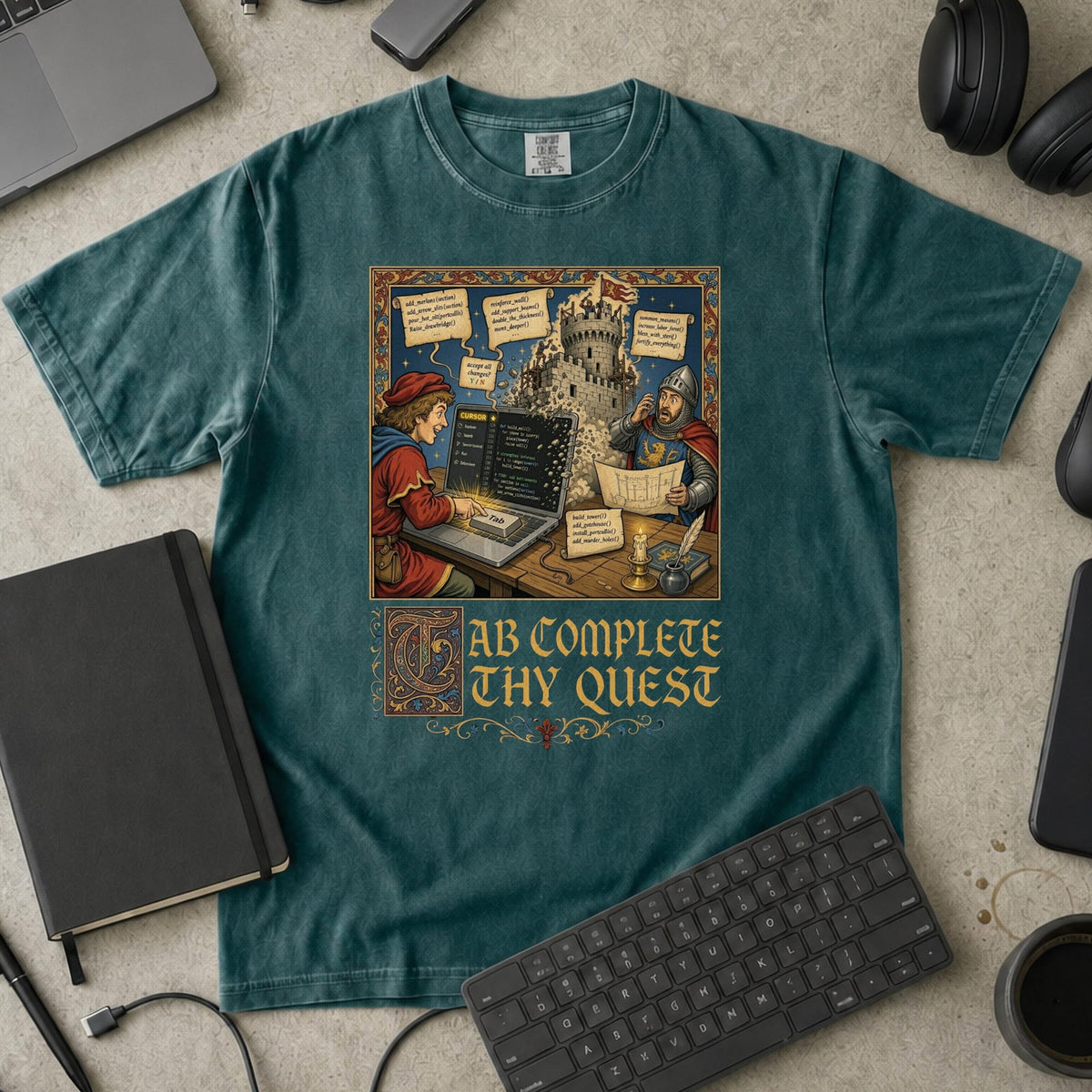 Tab Complete Thy Quest Premium Shirt — blue spruce Premium Shirt mock-up
