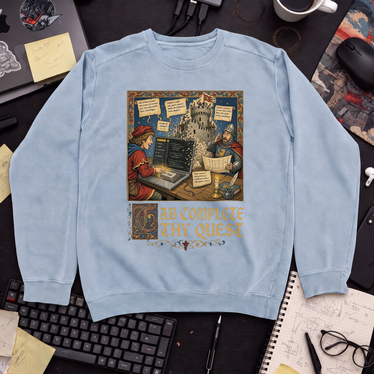 Tab Complete Thy Quest Sweatshirt — Sky Blue