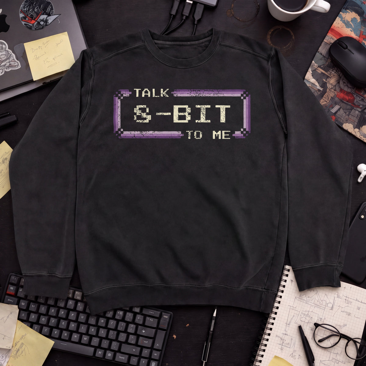 Talk 8 Bit To Me Sweatshirt — Black