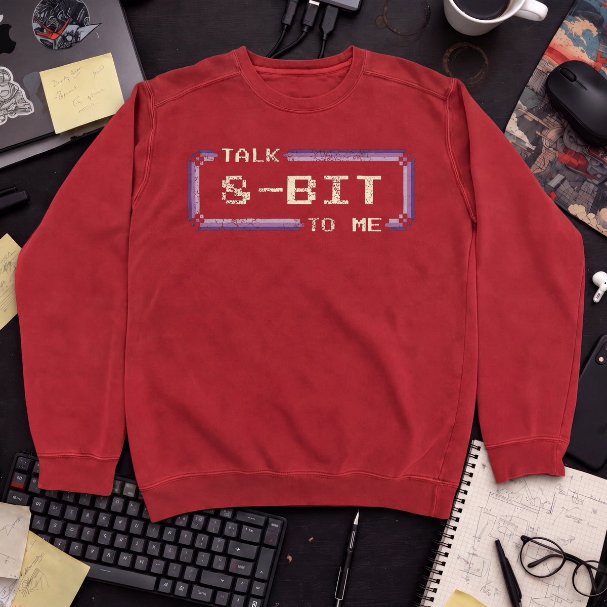 Talk 8 Bit To Me Sweatshirt — Fire Red