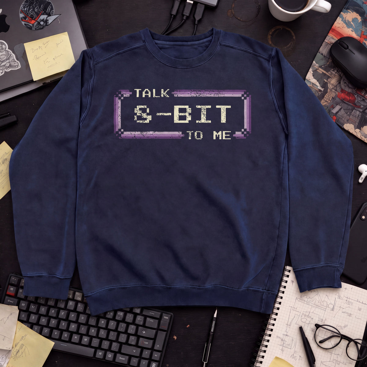 Talk 8 Bit To Me Sweatshirt — Navy