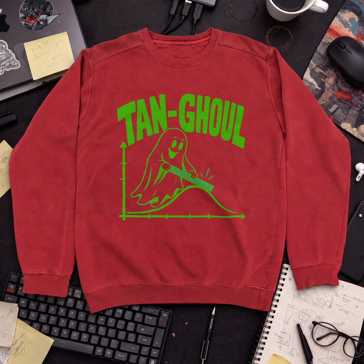 Tan-Ghoul Sweatshirt — Fire Red