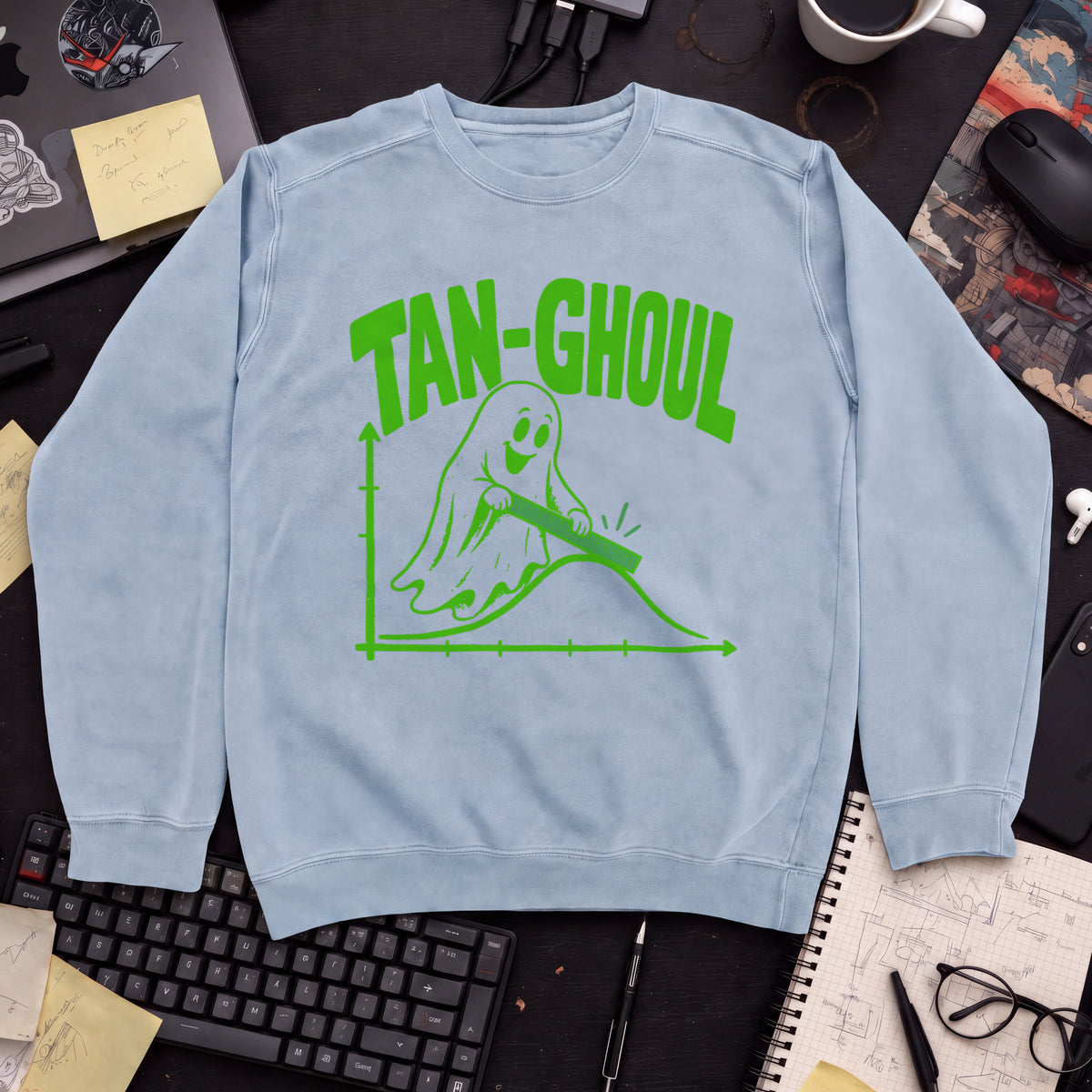 Tan-Ghoul Sweatshirt — Sky Blue