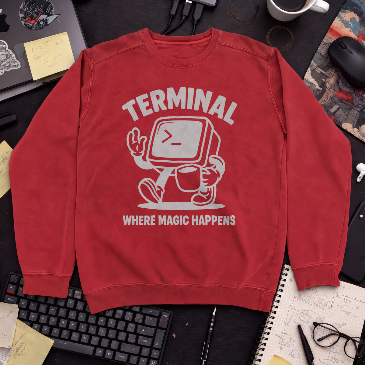 Terminal Where Magic Happens Sweatshirt — Fire Red