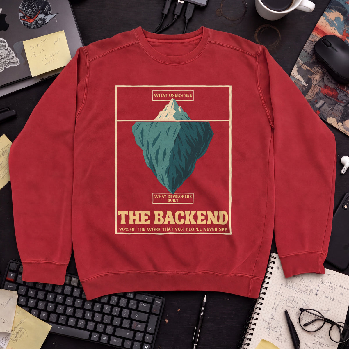 the backend iceberg Sweatshirt — Fire Red
