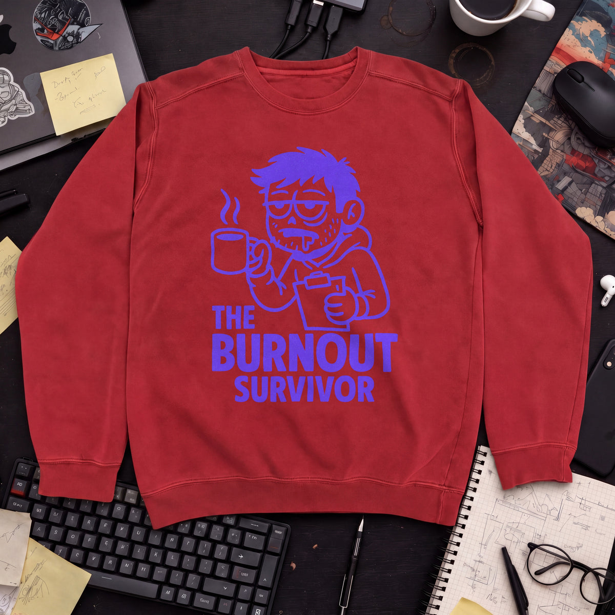 The Burnout Survivor Sweatshirt — Fire Red