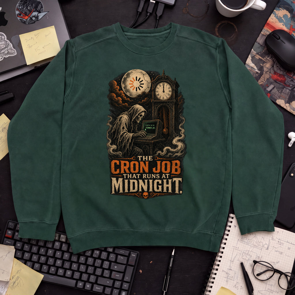The Cron Job That Runs at Midnight Sweatshirt sweatshirt — Bottle Green
