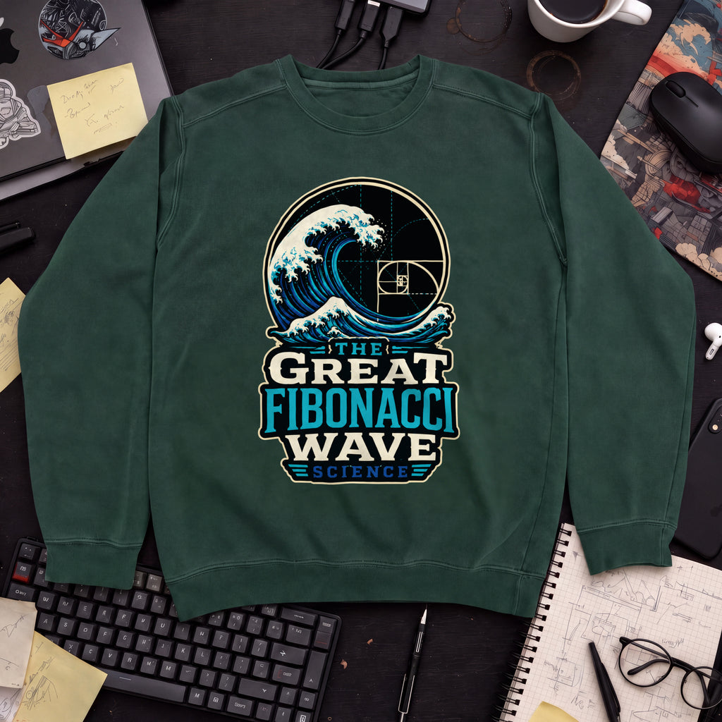 The Great Fibonacci Wave Sweatshirt — Bottle Green