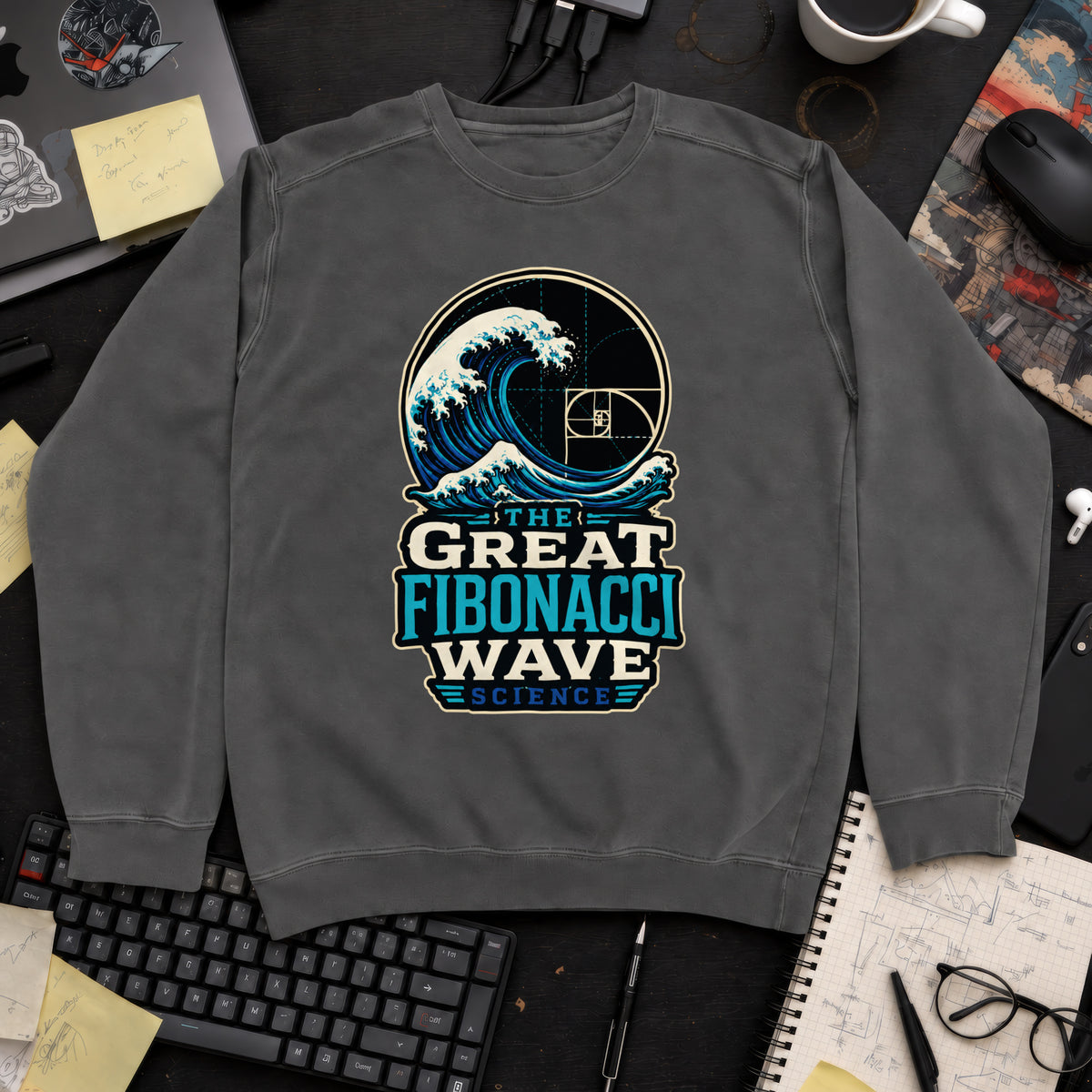 The Great Fibonacci Wave Sweatshirt — Pepper