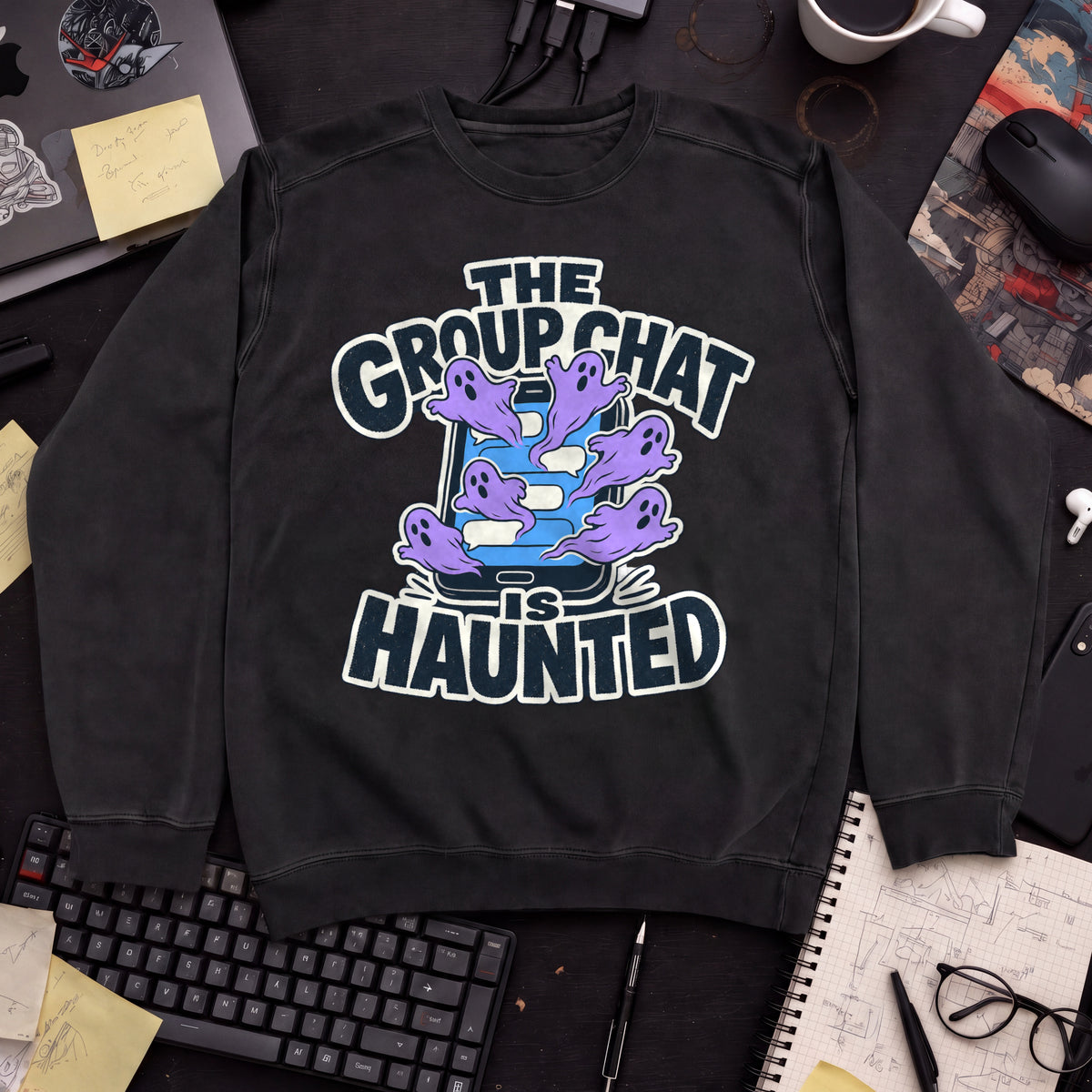 The Group Chat Is Haunted Sweatshirt — Black