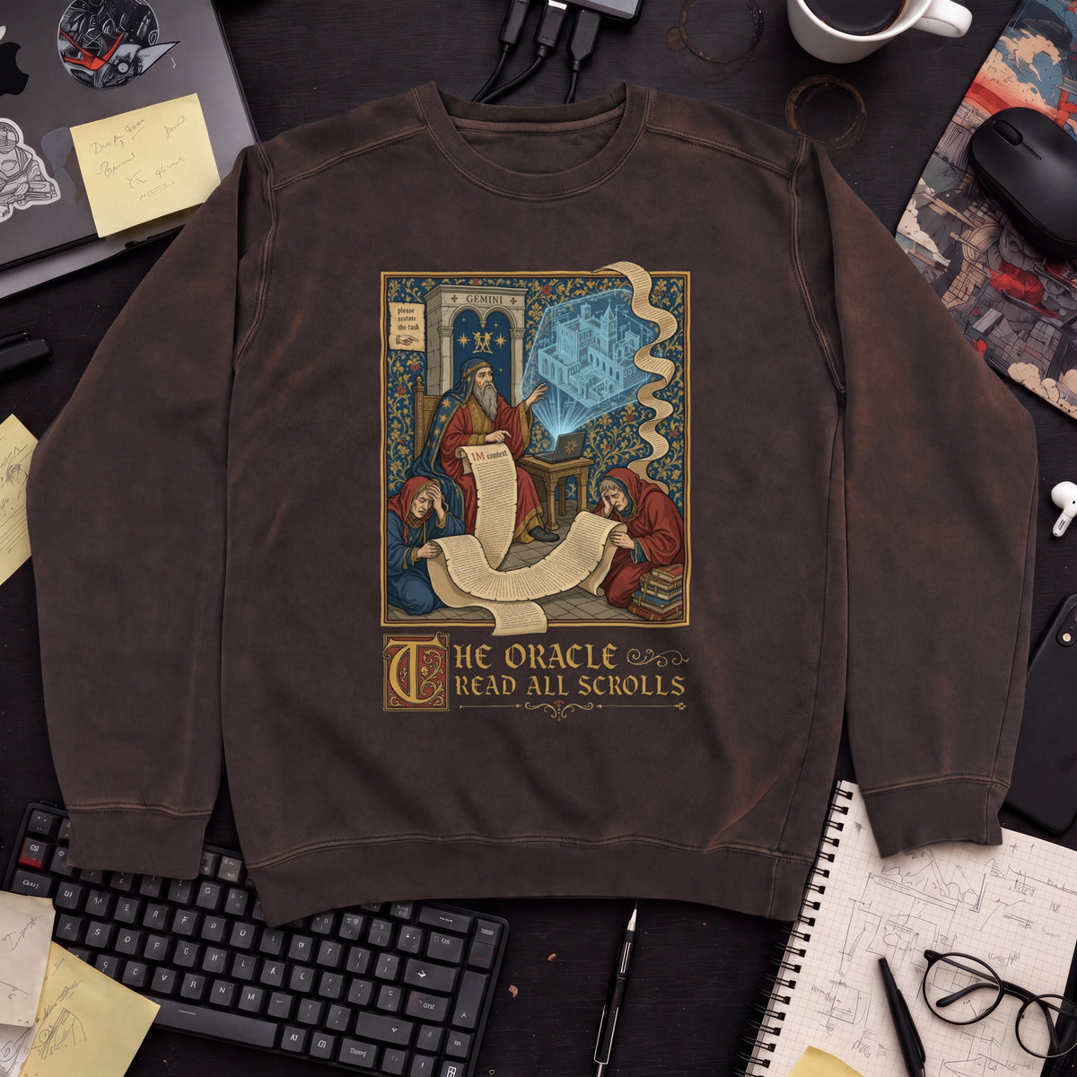 The Oracle Read All Scrolls Sweatshirt — Hot Chocolate
