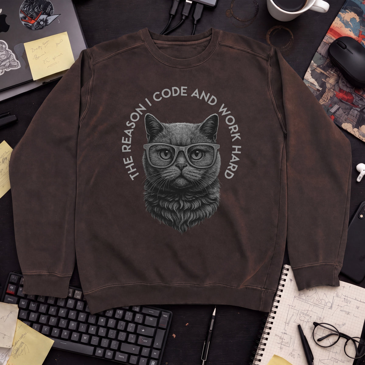 The Reason I Code Cat Sweatshirt — Hot Chocolate