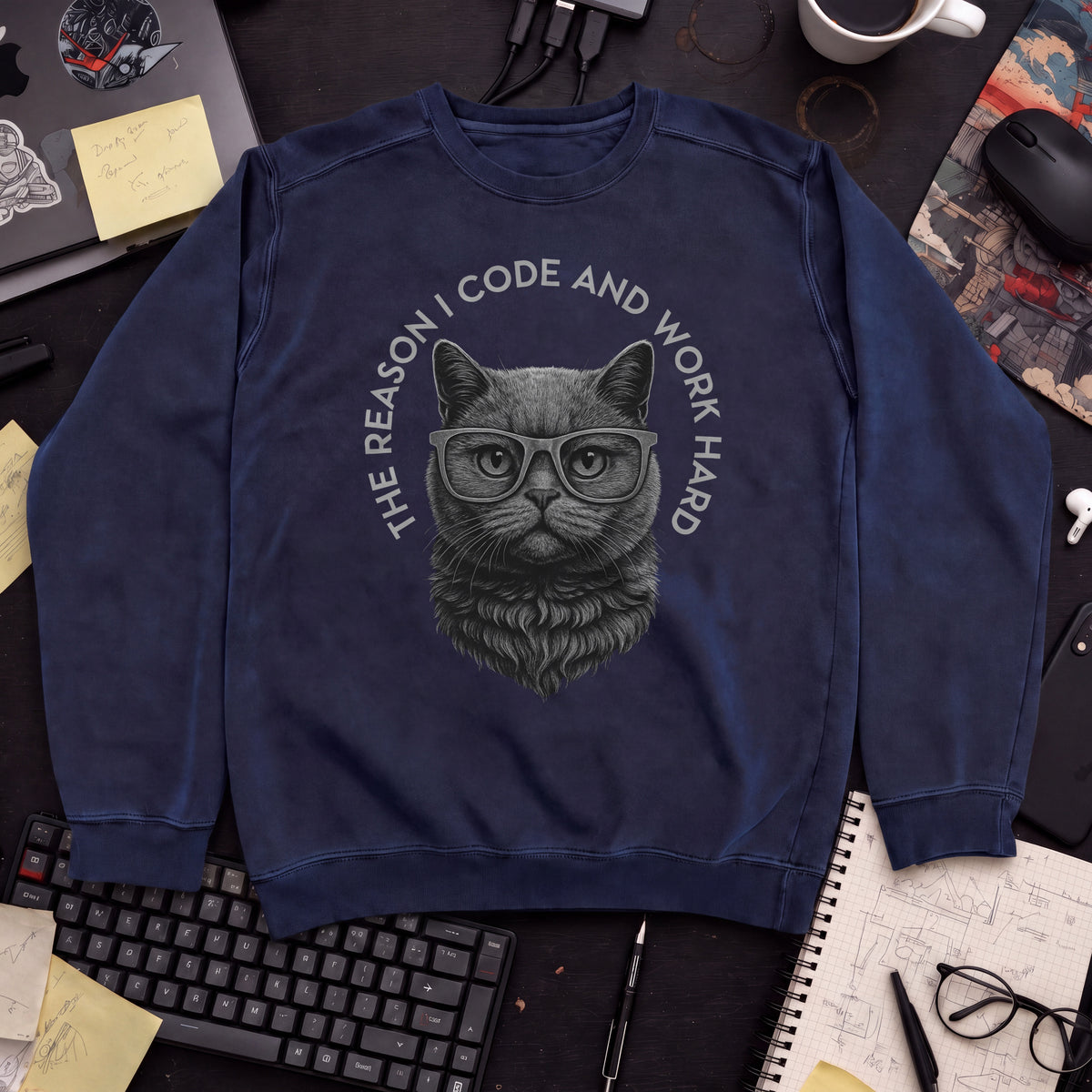 The Reason I Code Cat Sweatshirt — Navy