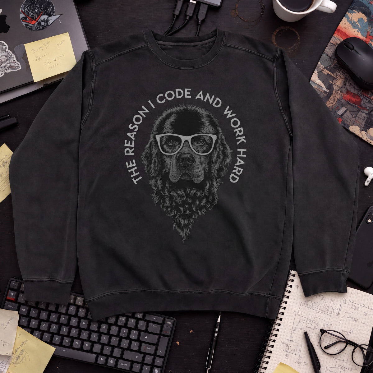 The Reason I Code Dog Sweatshirt — Black