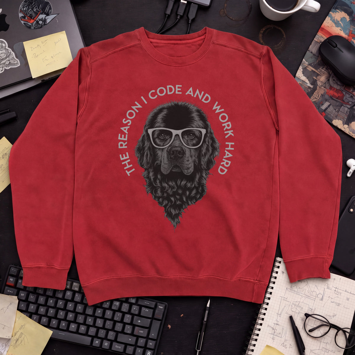 The Reason I Code Dog Sweatshirt — Fire Red
