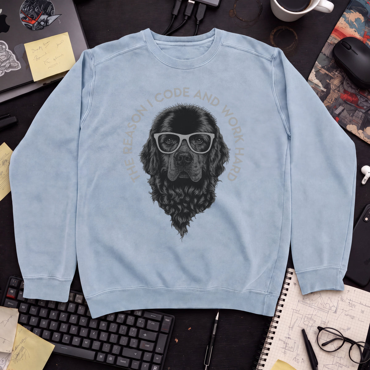 The Reason I Code Dog Sweatshirt — Sky Blue
