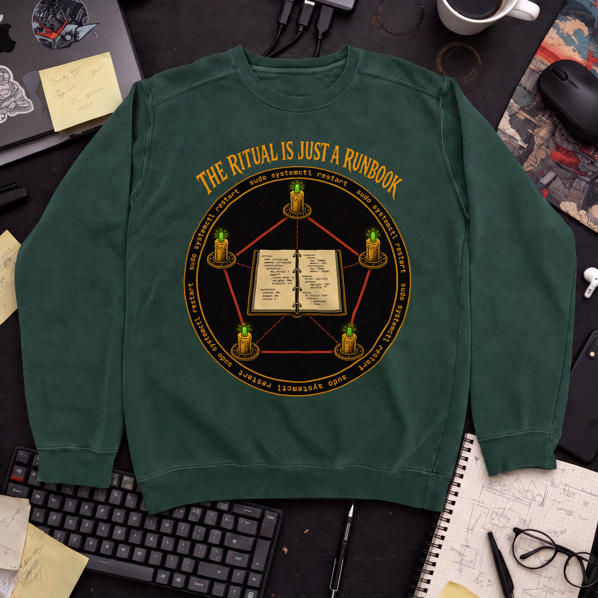 The Ritual Is Just a Runbook Sweatshirt sweatshirt — Bottle Green