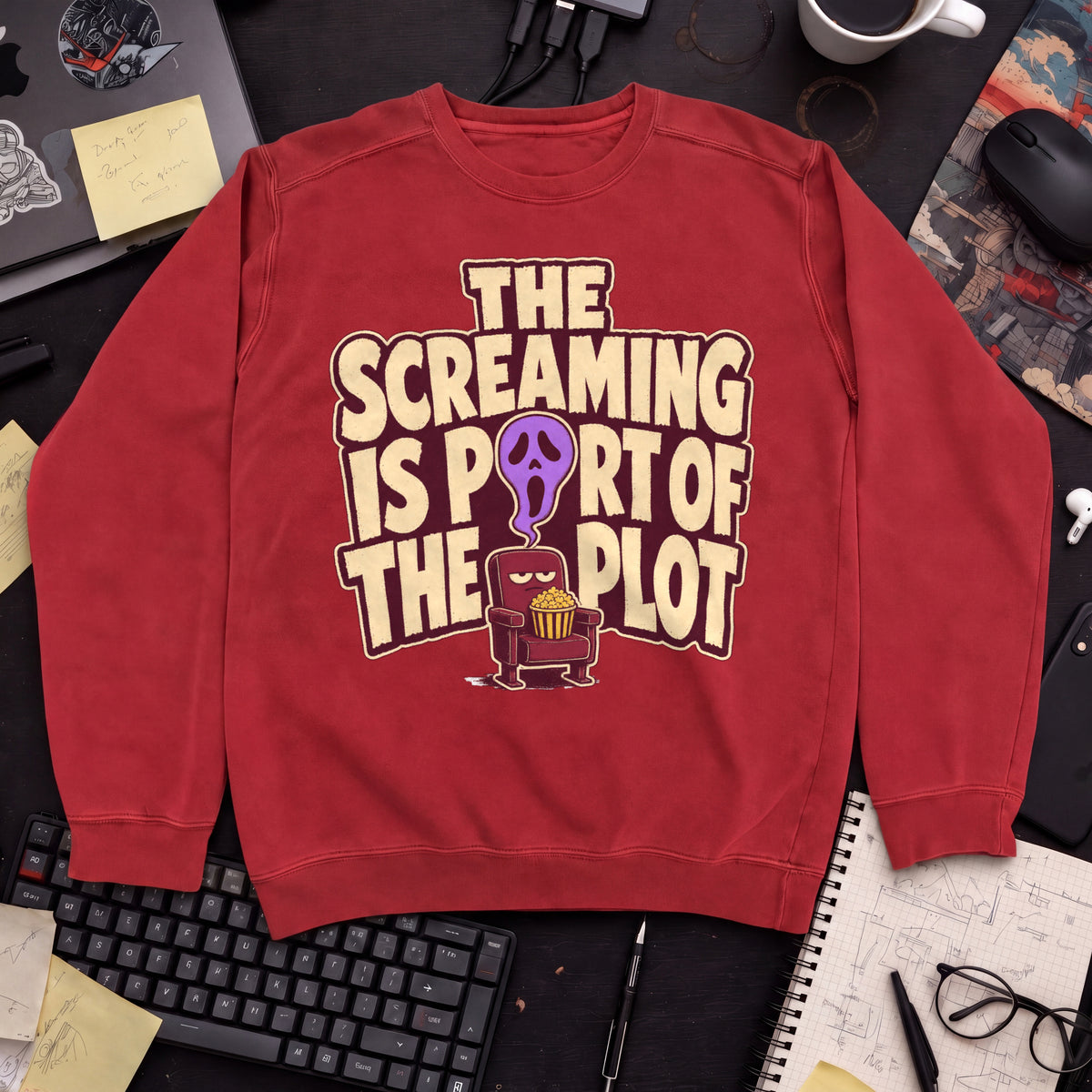 The Screaming Is Part of the Plot Sweatshirt — Fire Red