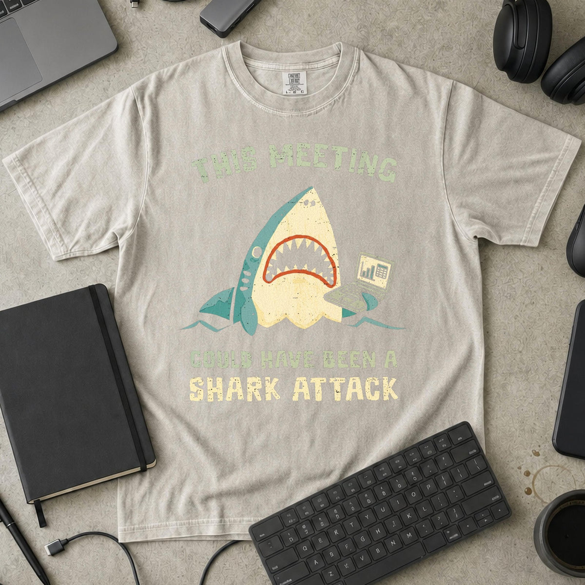 This Meeting Could Have Been A Shark Attack Premium Shirt — ivory Premium Shirt mock-up