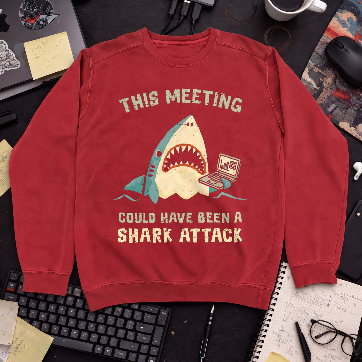 This Meeting Could Have Been A Shark Attack Sweatshirt — Fire Red