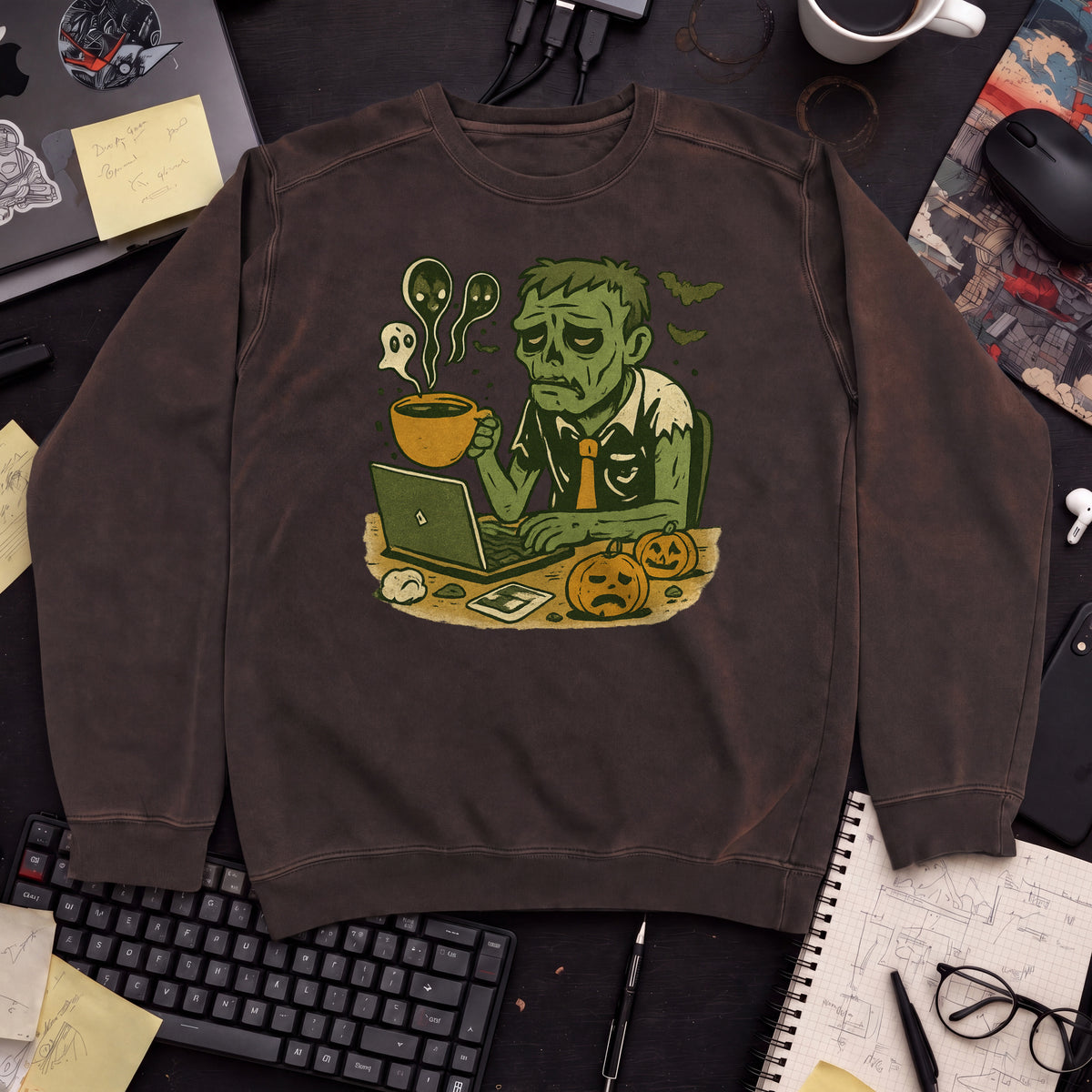 Tired Developer Zombie Sweatshirt — Hot Chocolate