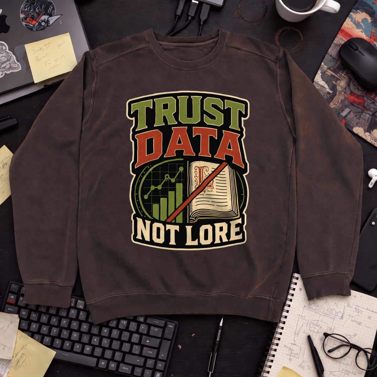 Trust Data, Not Lore Sweatshirt — Hot Chocolate