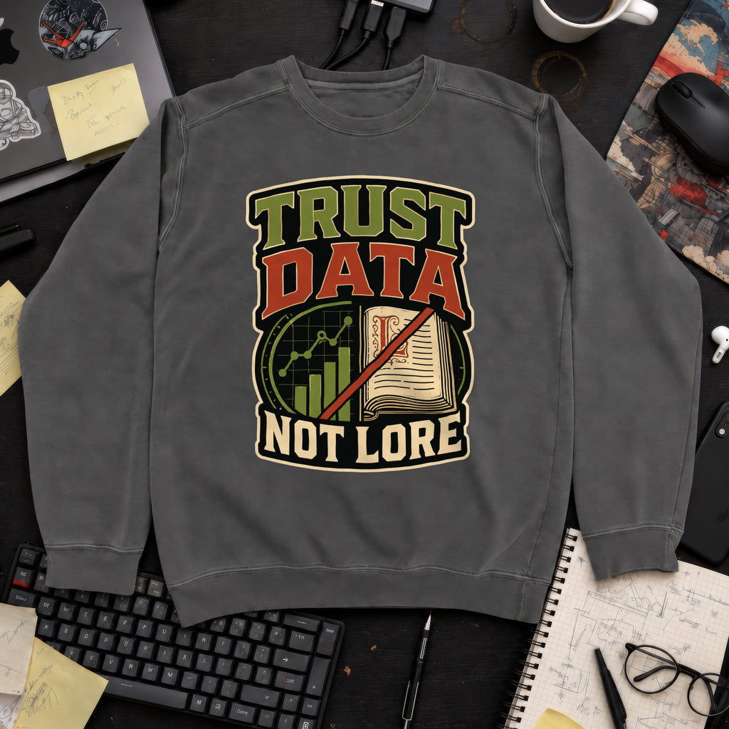 Trust Data, Not Lore Sweatshirt — Pepper