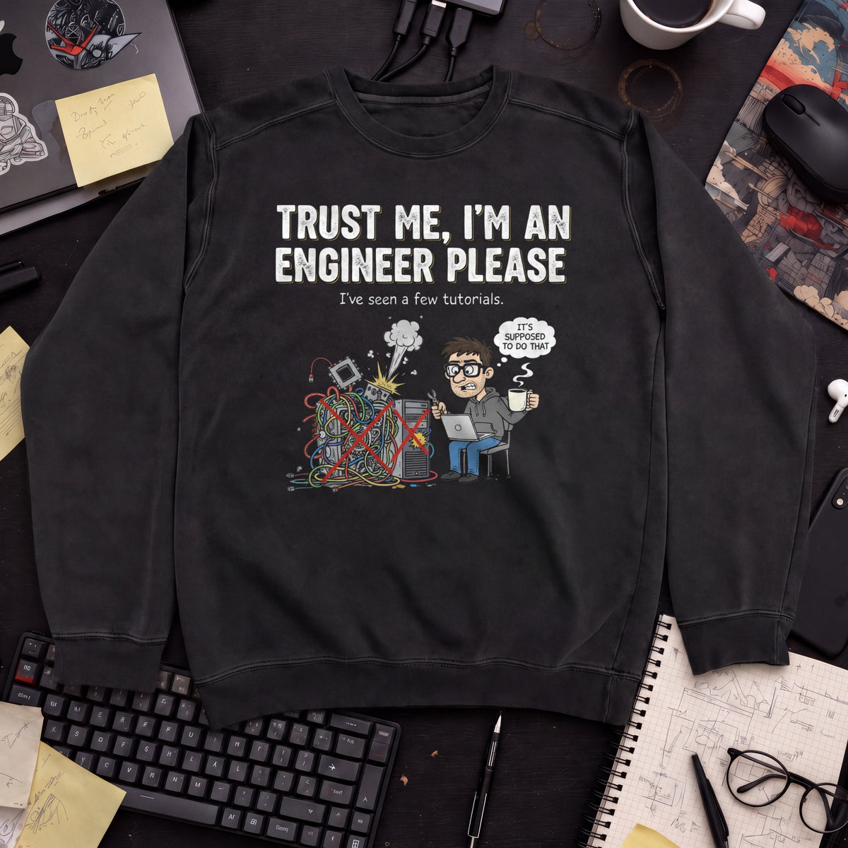 Trust Me Im An Engineer Please Sweatshirt — Black