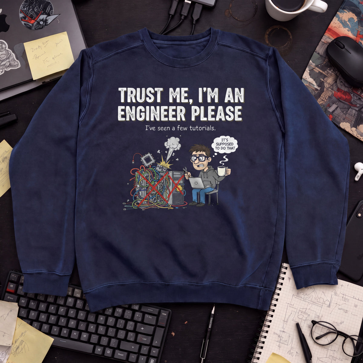 Trust Me Im An Engineer Please Sweatshirt — Navy