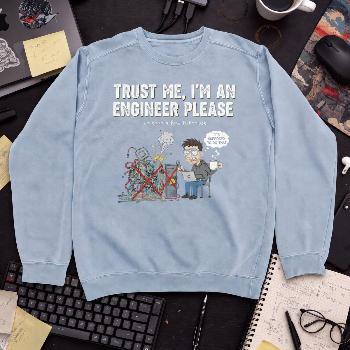 Trust Me Im An Engineer Please Sweatshirt — Sky Blue