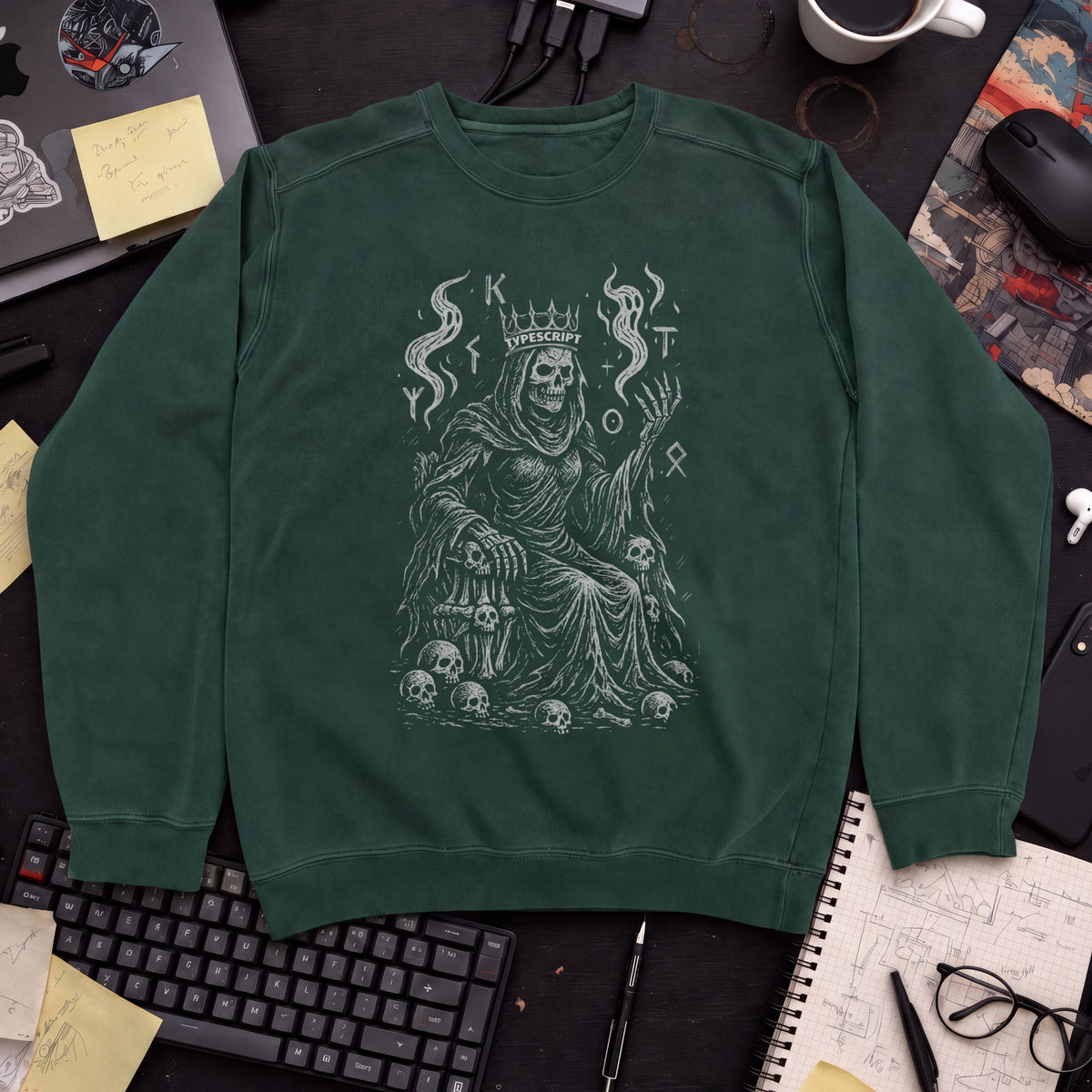 Typescript Skeleton Sweatshirt — Bottle Green