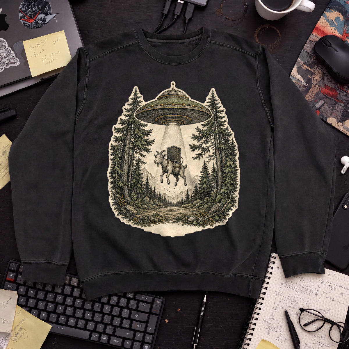 UFO Abduction Sweatshirt — Black