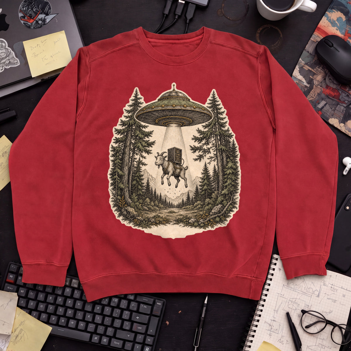 UFO Abduction Sweatshirt — Fire Red