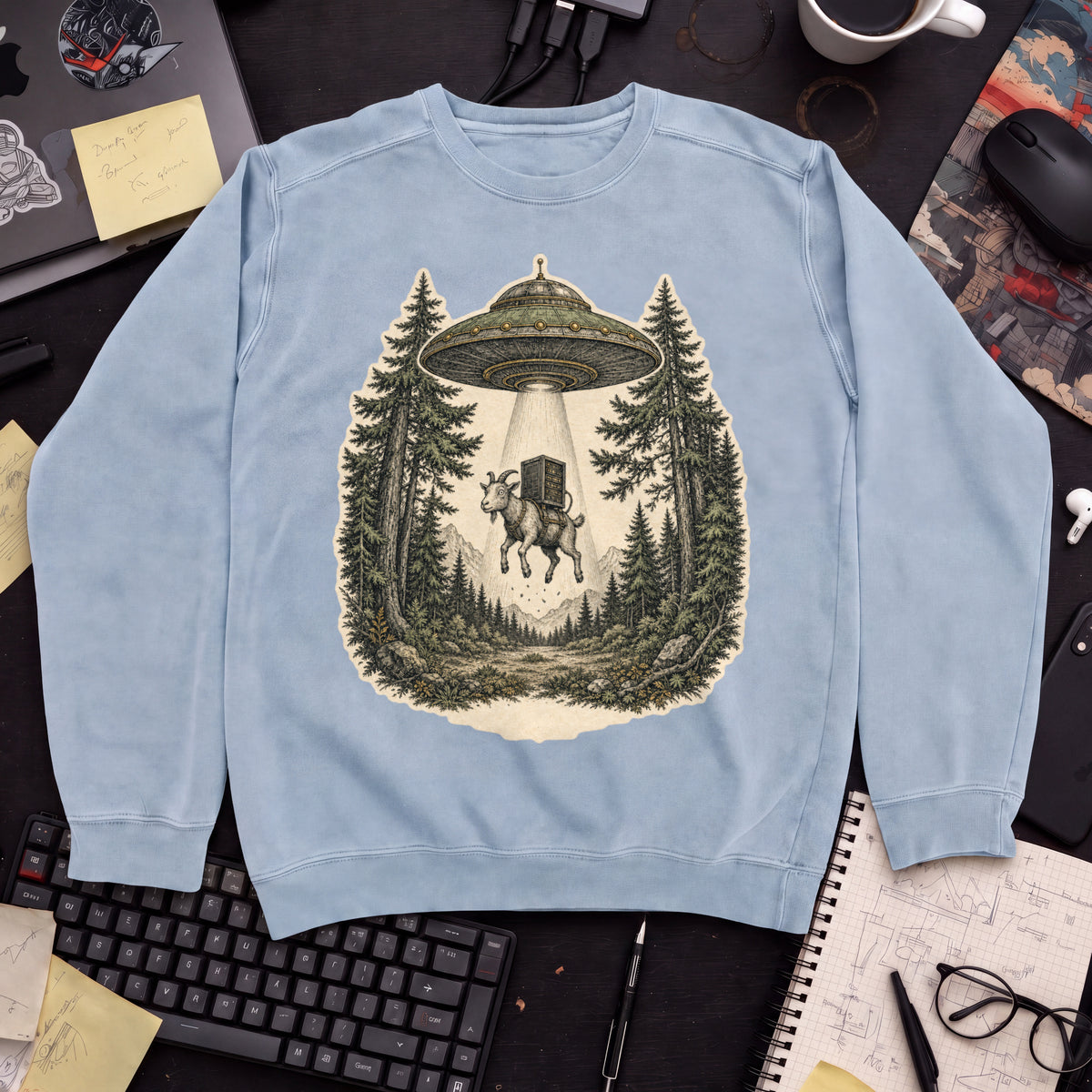 UFO Abduction Sweatshirt — Sky Blue