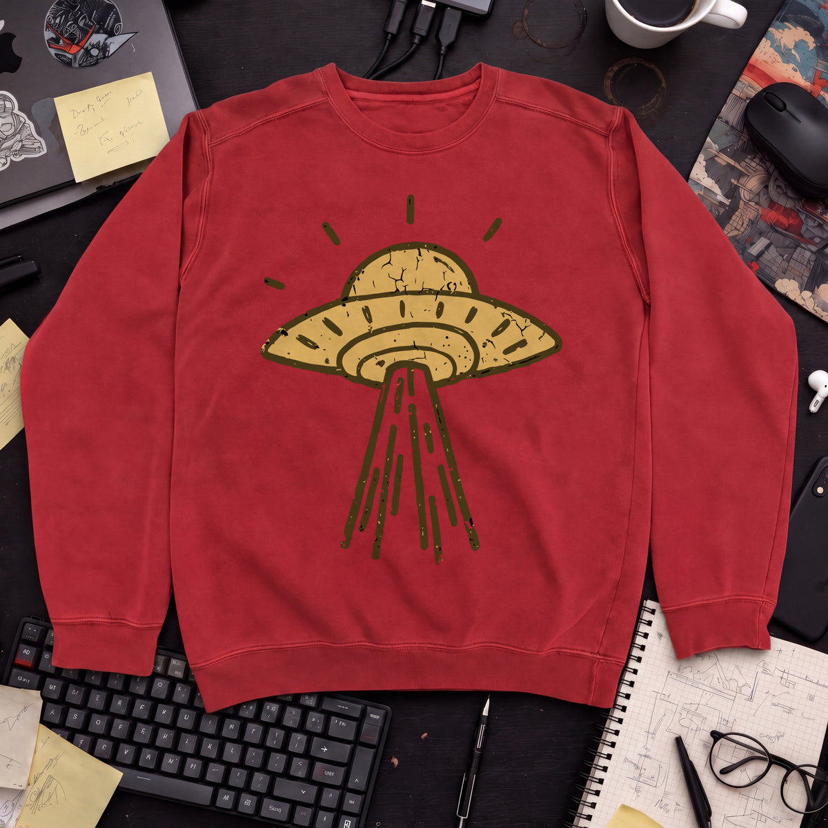 UFO Landing Sweatshirt — Fire Red