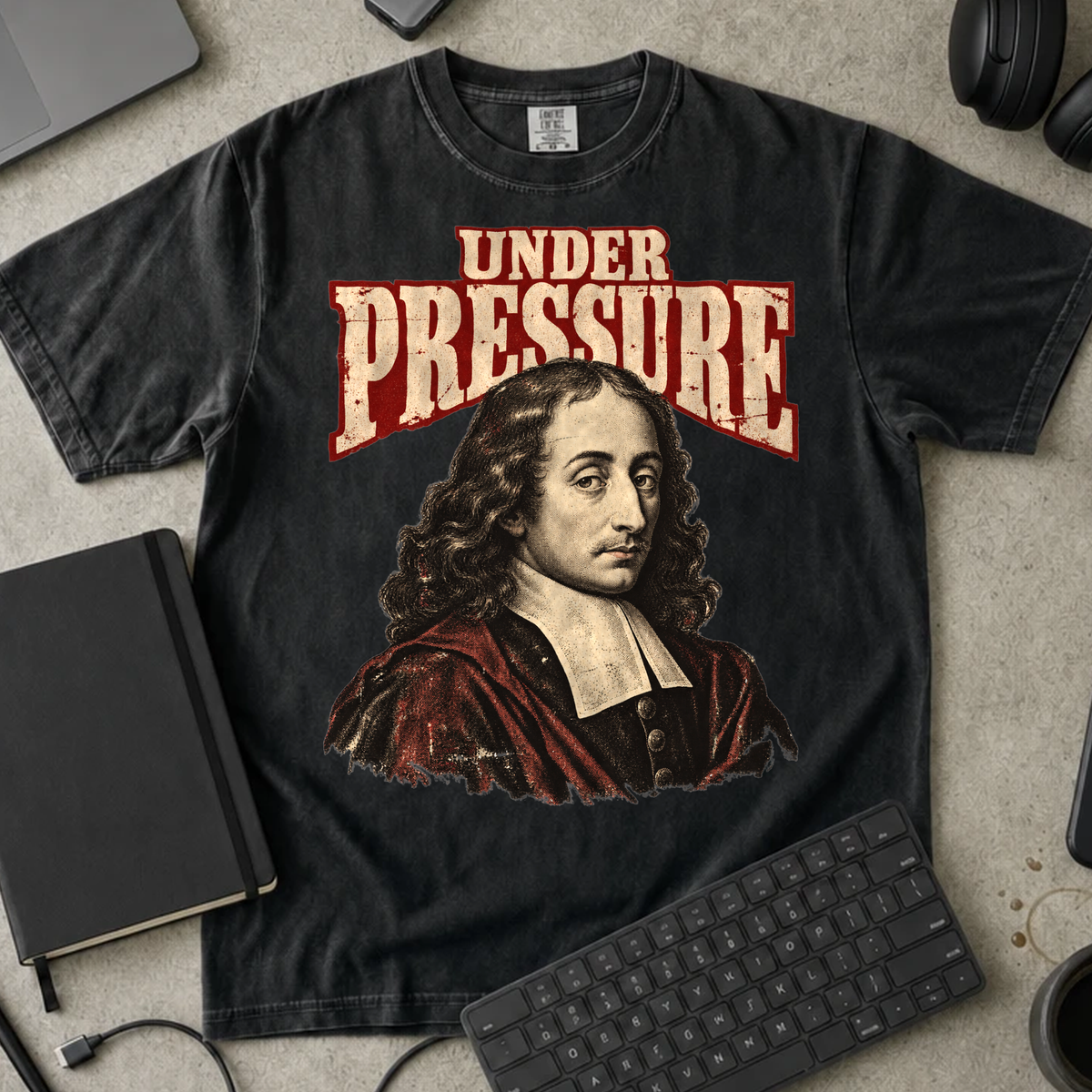 Under Pressure Shirt — Black Comfort Colors 1717 flat lay