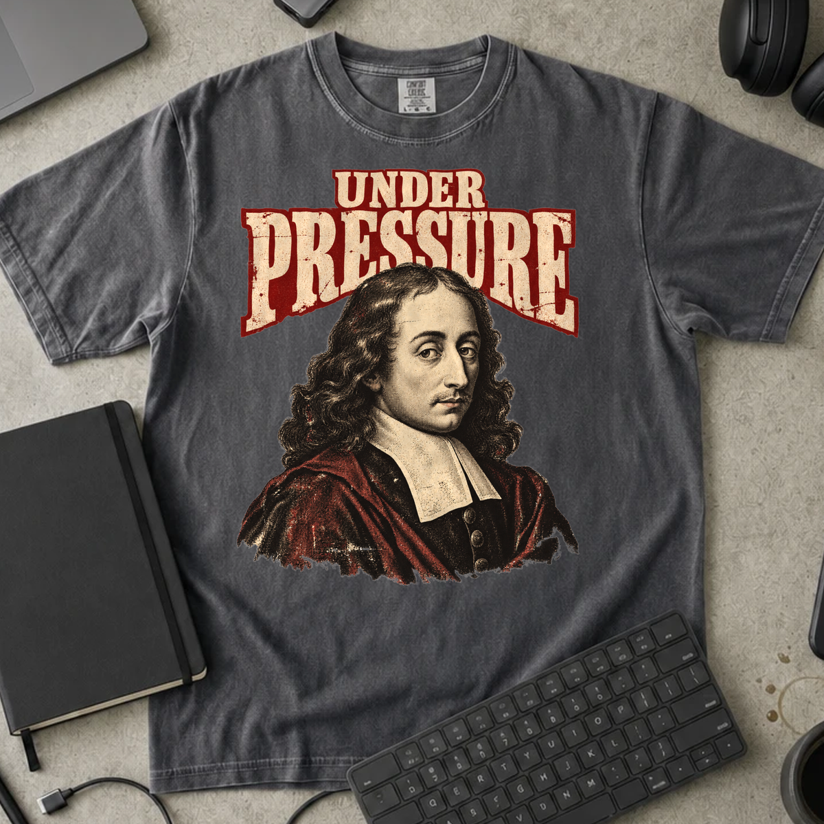 Under Pressure Shirt — Pepper Comfort Colors 1717 flat lay