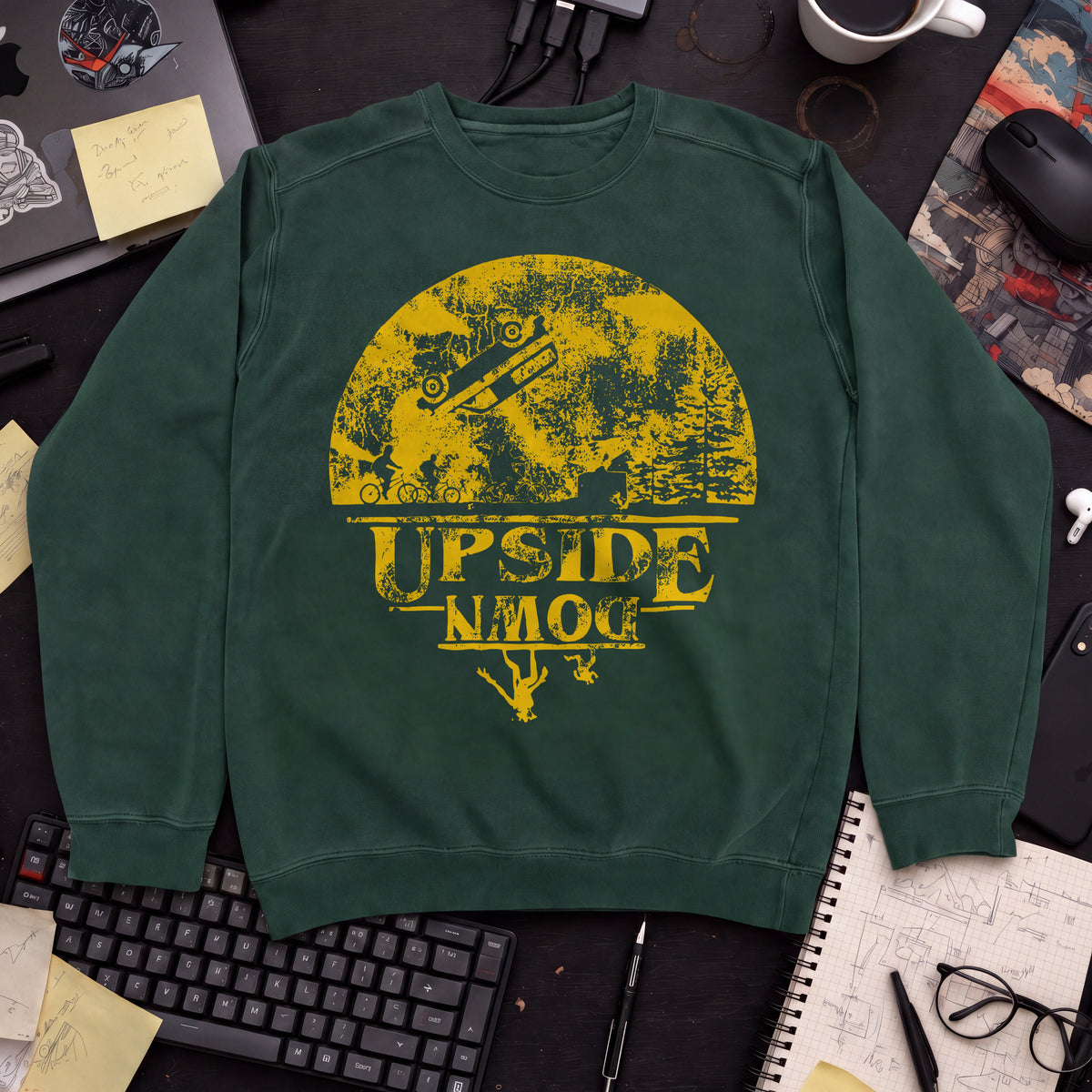 Upside Moon Sweatshirt — Bottle Green