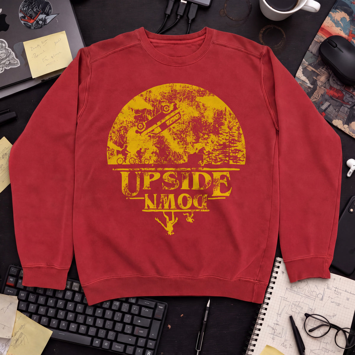 Upside Moon Sweatshirt — Fire Red