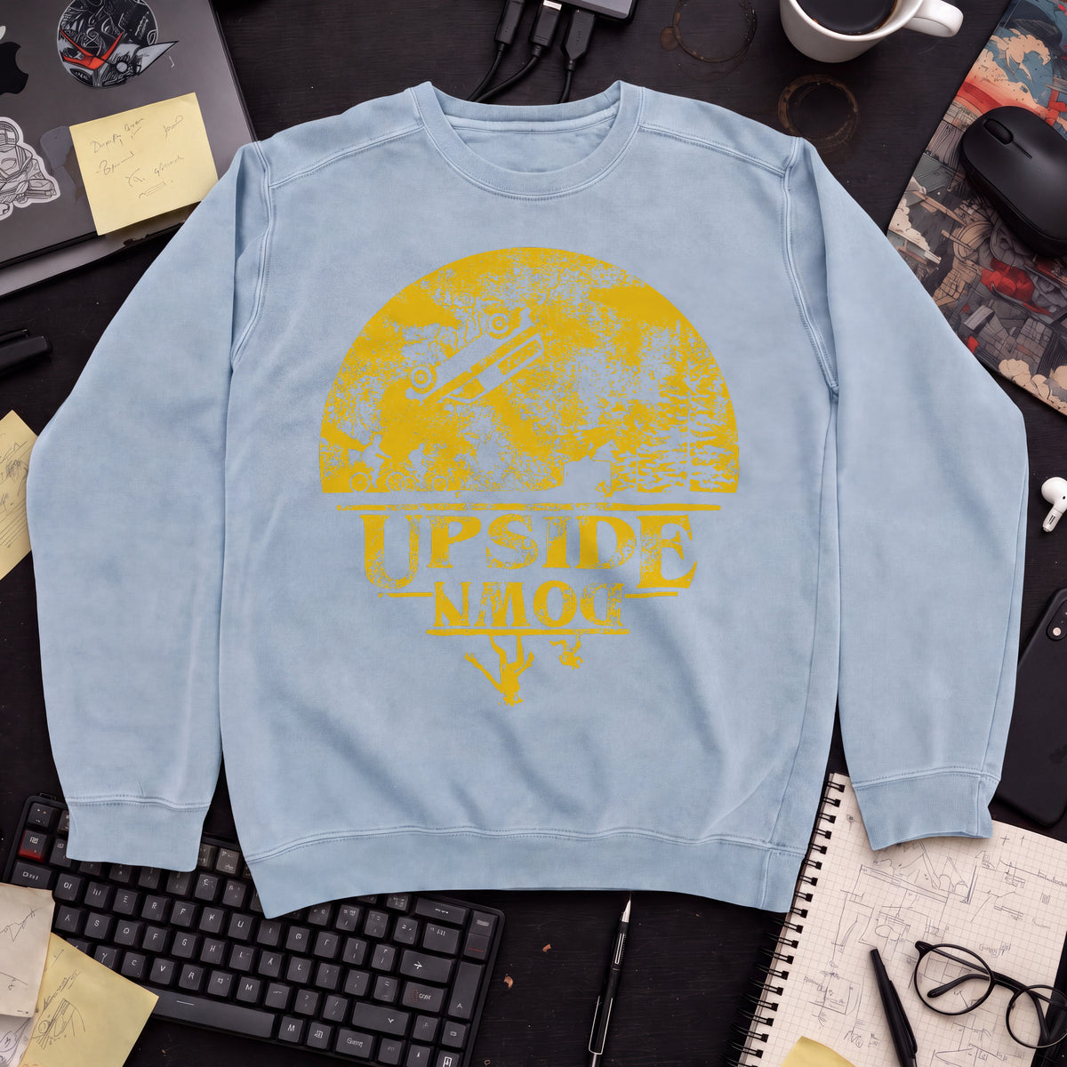 Upside Moon Sweatshirt — Sky Blue