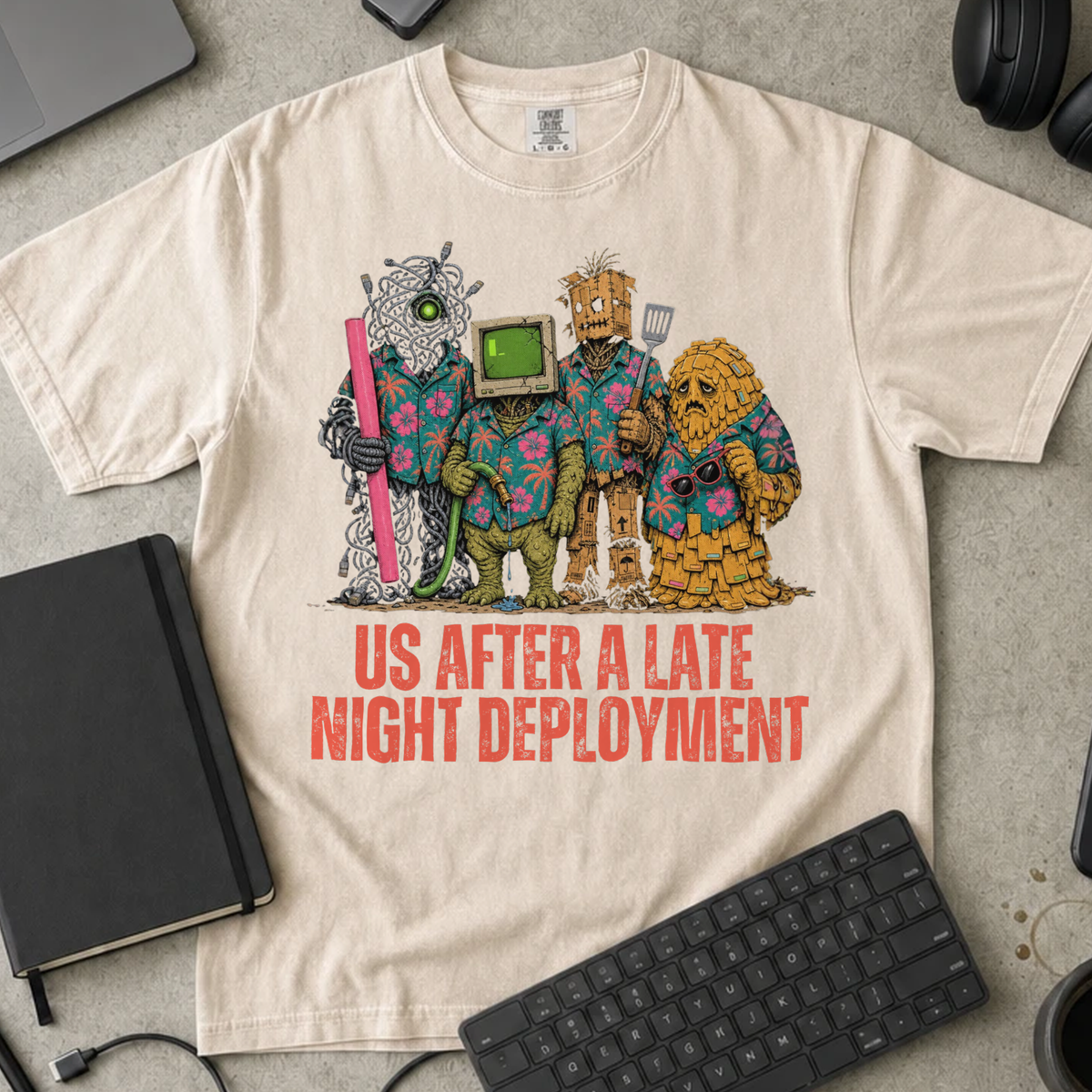 Us After a Late Night Deployment Shirt — Ivory Comfort Colors 1717 flat lay
