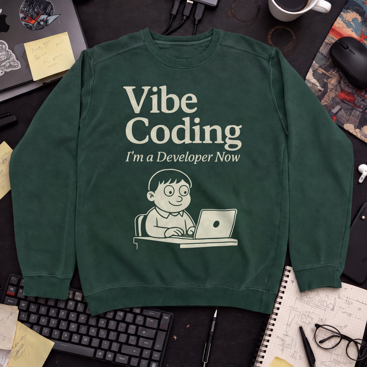 vibe coding Sweatshirt — Bottle Green