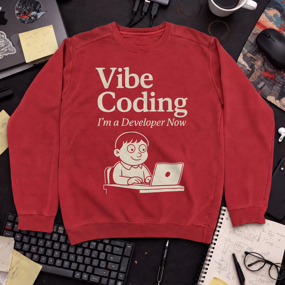 vibe coding Sweatshirt — Fire Red