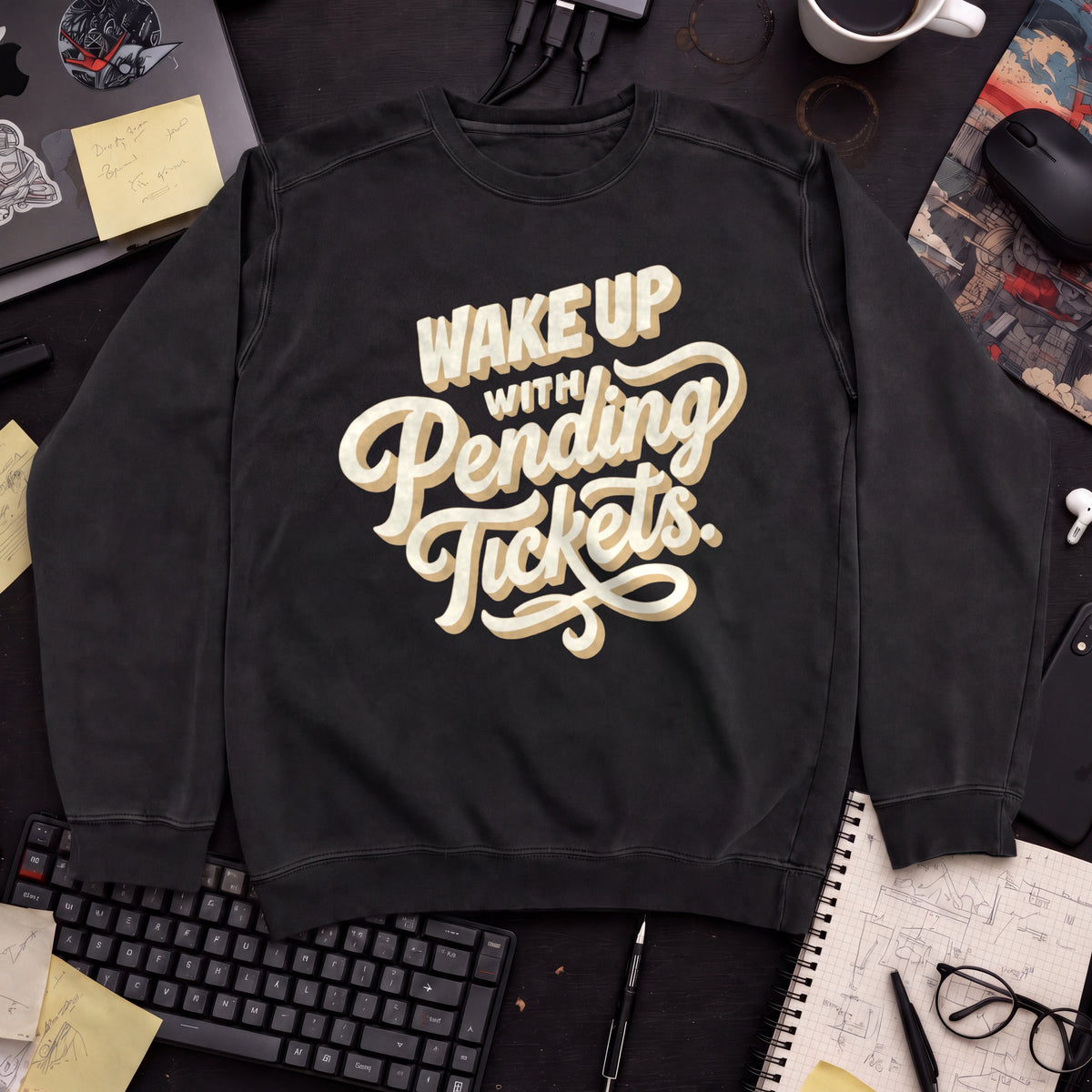 Wake Up With Pending Tickets Sweatshirt — Black
