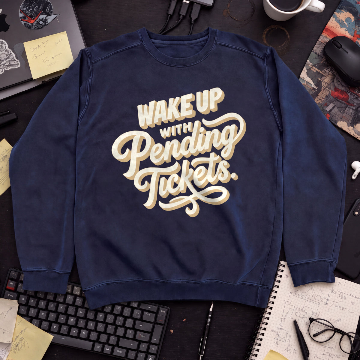 Wake Up With Pending Tickets Sweatshirt — Navy