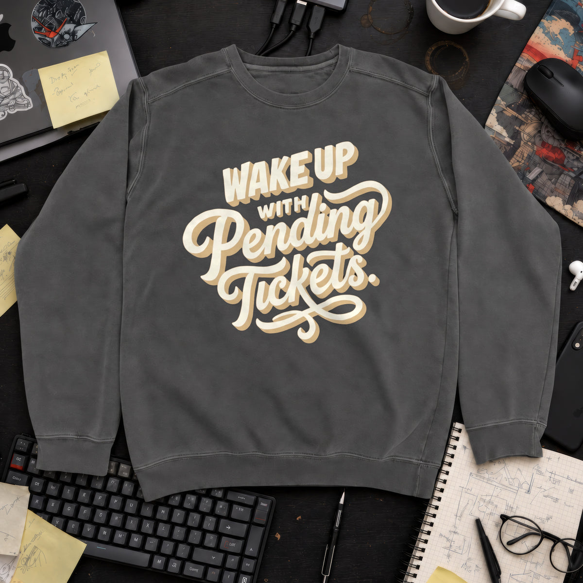 Wake Up With Pending Tickets Sweatshirt — Pepper