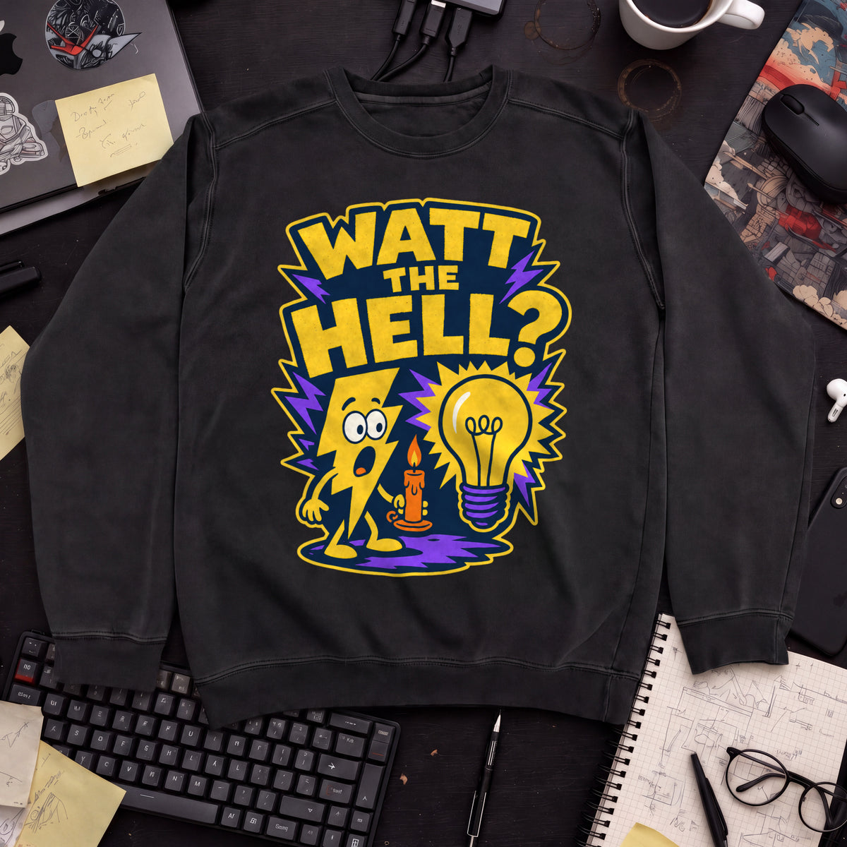 Watt the Hell Sweatshirt — Black
