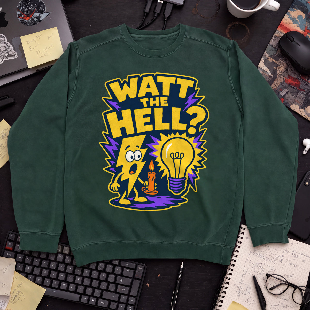 Watt the Hell Sweatshirt — Bottle Green