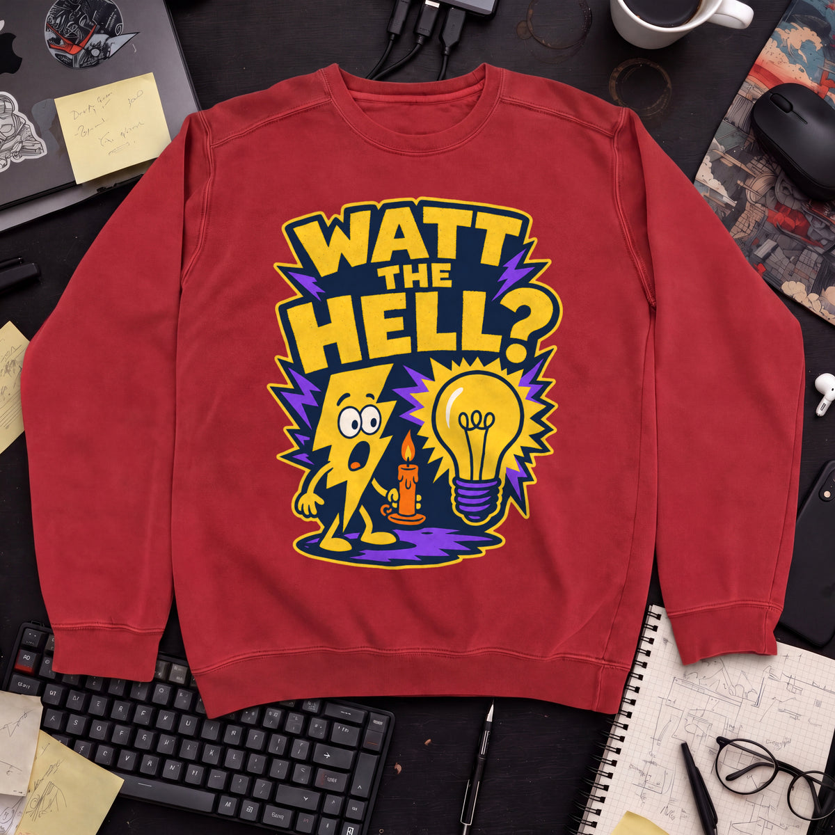 Watt the Hell Sweatshirt — Fire Red